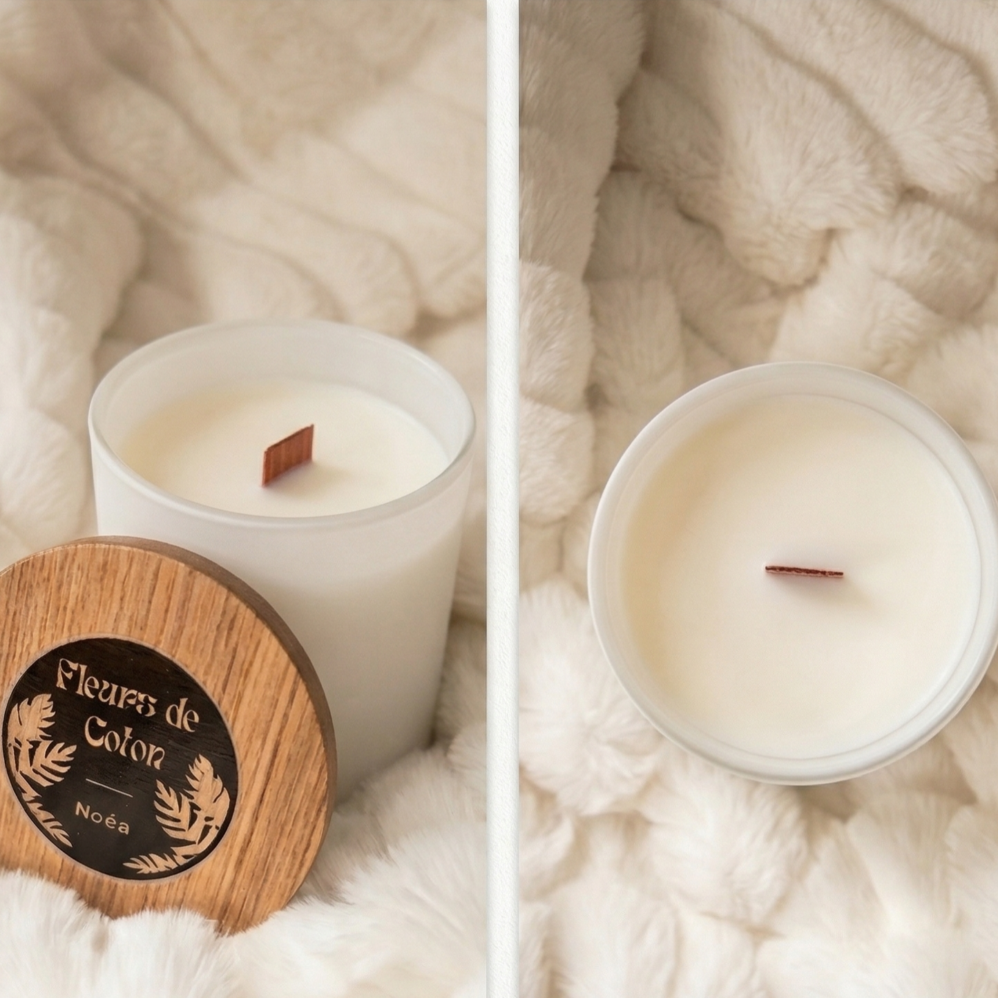 Bougie parfumée à la fleurs de coton à base de cire 100% végétale, fabriqué en Bretagne 