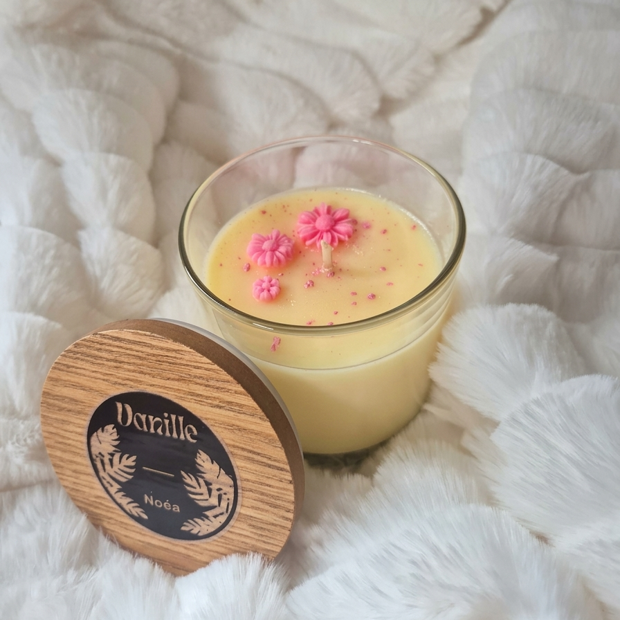 Bougie parfumée à la vanille à base de cire 100% végétale fabriqué en Bretagne